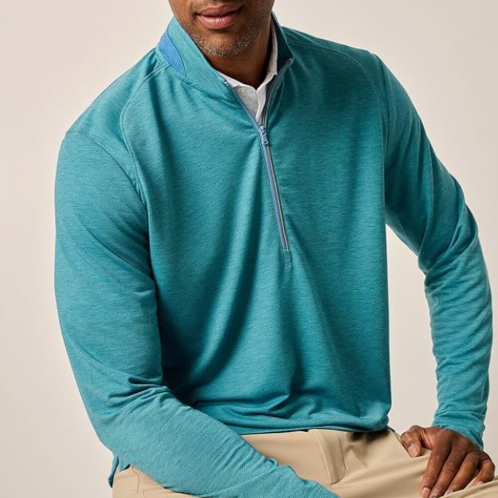 Johnnie-O Green Grass Brewer Performance Quarter-Zip JMKO100230 Golf Pullover XL